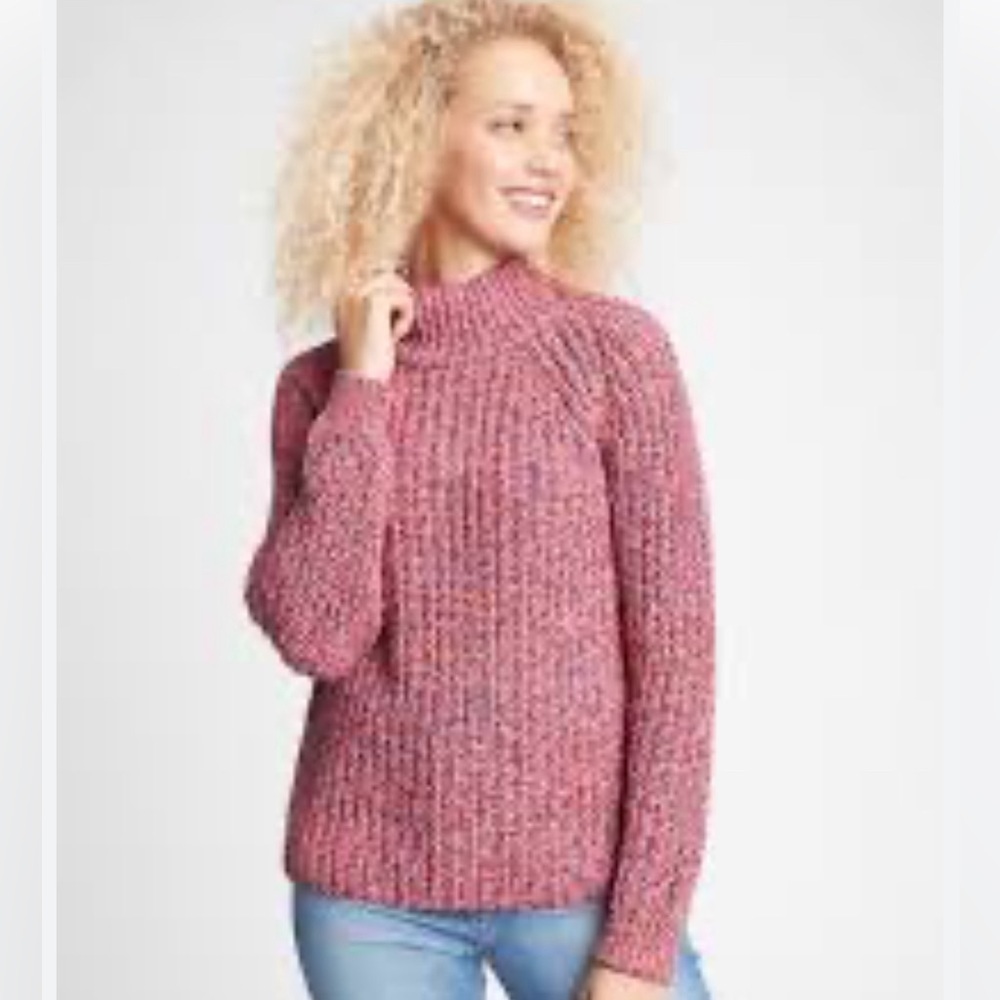 GAP marled red sweater chunky knit mock neck long sleeve medium